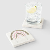 100 dagen slimmere 100e dag schoolregenboog stenen onderzetter (Zijkant)