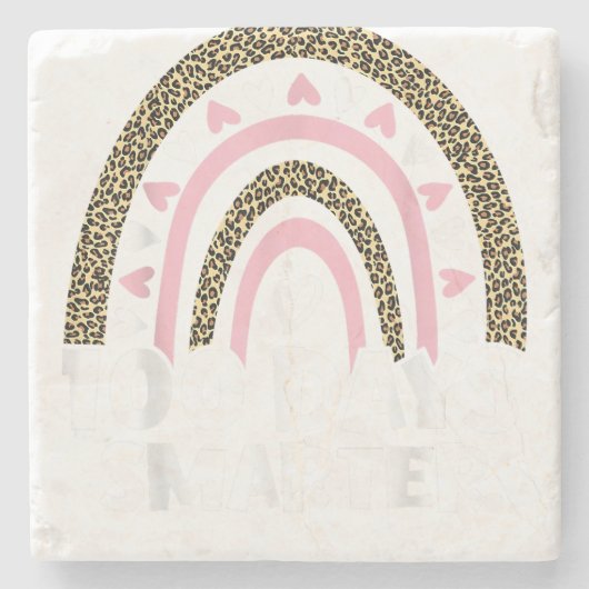 100 dagen slimmere 100e dag schoolregenboog stenen onderzetter (Voorkant)