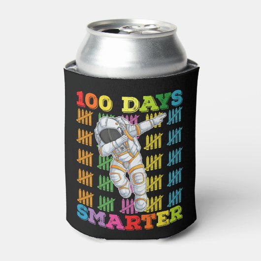100 dagen slimmere astronaut 100ste dag van de sch blikjeskoeler (Blikje Voorkant)