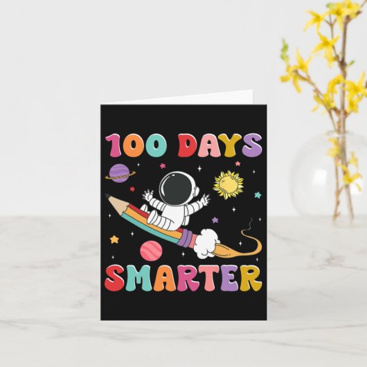 100 dagen Slimmere Astronaut Outer Space Boys Kind Kaart (Gele Bloem)