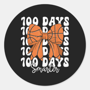 100 Dagen Slimmere Basketbal Coquette Bow 100 Dage Ronde Sticker