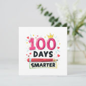 100 dagen slimmere dagen van de leerkracht feestdagenkaart (Staand voorkant)