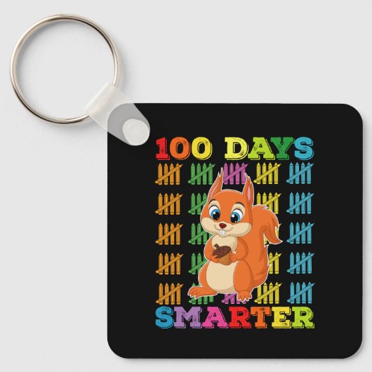 100 dagen slimmere eekhoorn 100ste dag van school sleutelhanger (Voorkant)