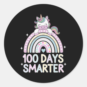 100 dagen slimmere eenhoorn outfit voor schoolfees ronde sticker