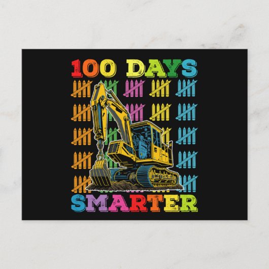 100 dagen slimmere graafmachine 100ste schooldag briefkaart (Voorkant)