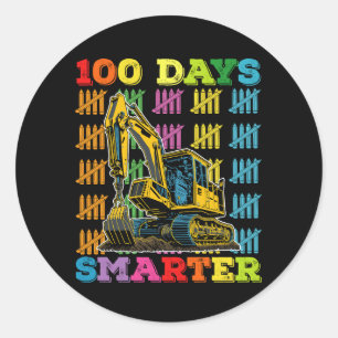 100 dagen slimmere graafmachine 100ste schooldag ronde sticker