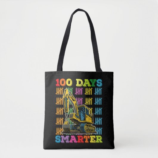 100 dagen slimmere graafmachine 100ste schooldag tote bag (Voorkant)