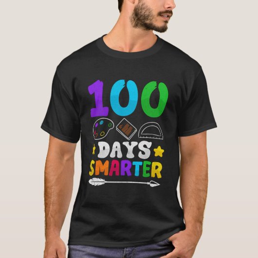 100 dagen slimmere leraar 100ste schooldag t-shirt (Voorkant)