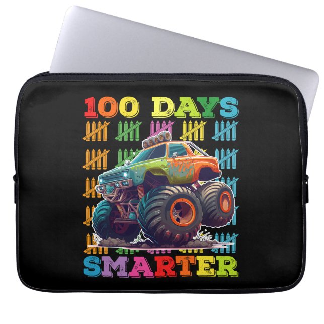 100 dagen Slimmere Monstervrachtwagen 100e dagscho Laptop Sleeve (Voorkant)