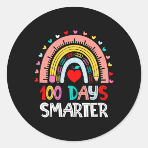 100 dagen slimmere regenboog 100e dag schoolleer ronde sticker