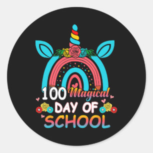 100 dagen slimmere regenboog eenhoorn 100ste dag v ronde sticker