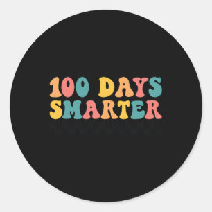 100 dagen slimmere retro groovy 100 dagen school ronde sticker