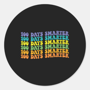 100 dagen slimmere Retro Groovy 100e dag van S Ronde Sticker