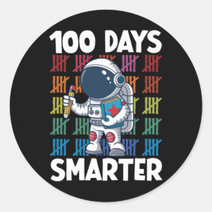 100 dagen Slimmere Ruimtevaarder 100ste Dag School Ronde Sticker