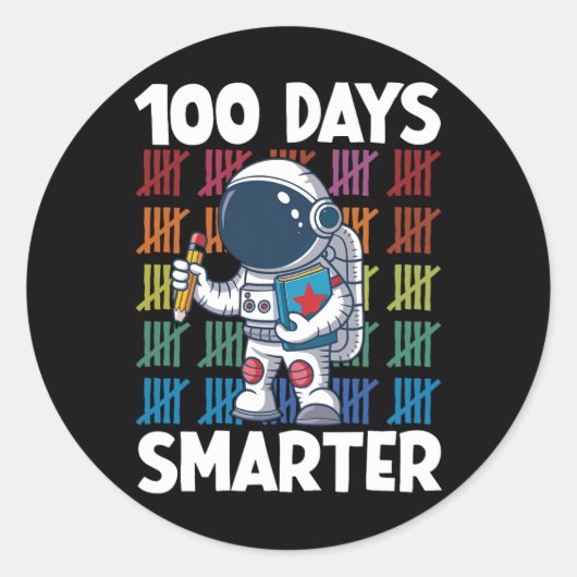 100 dagen Slimmere Ruimtevaarder 100ste Dag School Ronde Sticker (Voorkant)