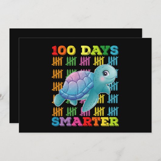 100 dagen slimmere schildpad 100ste schooldag kaart (Voorkant / Achterkant)