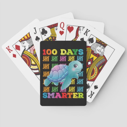 100 dagen slimmere schildpad 100ste schooldag pokerkaarten (Achterkant)