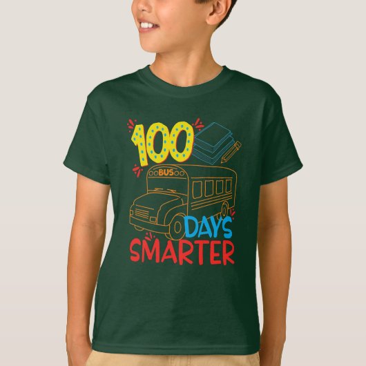 100 DAGEN SLIMMERE SCHOOL BUS T-Shirt (Voorkant)