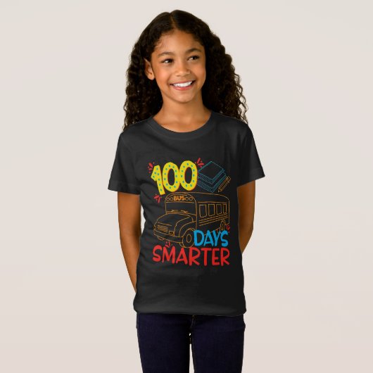 100 dagen slimmere schoolbus t-shirt (Voorkant volledig)