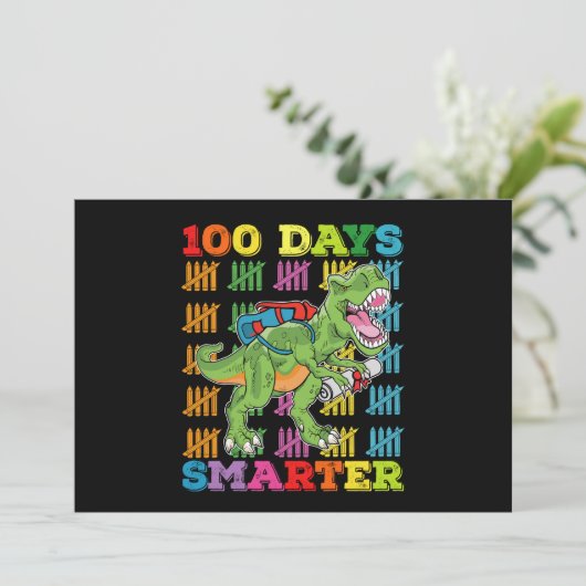 100 dagen Slimmere T Rex Dinosaurus 100th Day Scho Kaart (Staand voorkant)