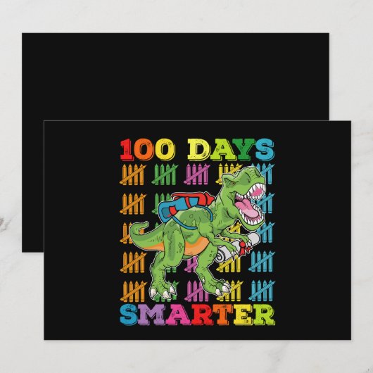 100 dagen Slimmere T Rex Dinosaurus 100th Day Scho Kaart (Voorkant / Achterkant)