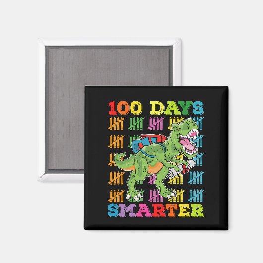 100 dagen Slimmere T Rex Dinosaurus 100th Day Scho Magneet (Voorkant / Achterkant)