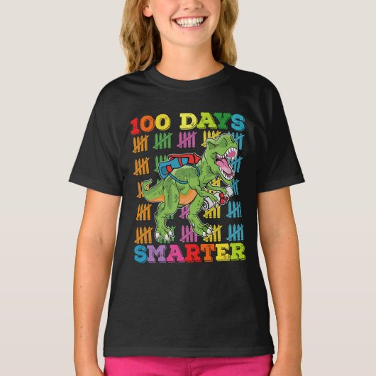 100 dagen Slimmere T Rex Dinosaurus 100th Day Scho T-shirt (Voorkant)
