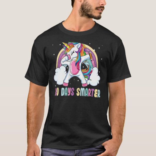 100 dagen slimmere Unicorn regenboog, 100e dag o T-shirt (Voorkant)