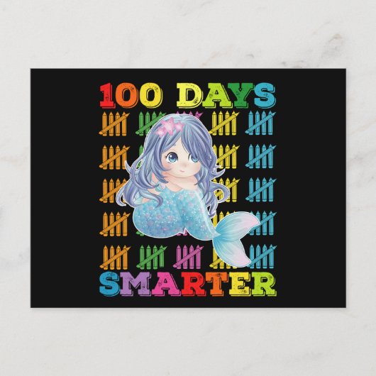 100 dagen slimmere zeemeermin 100e schooldag briefkaart (Voorkant)