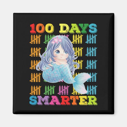 100 dagen slimmere zeemeermin 100e schooldag magneet (Voorkant)