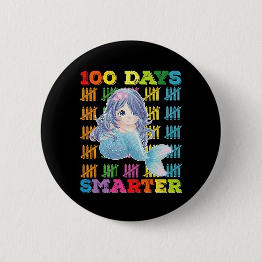 100 dagen slimmere zeemeermin 100e schooldag ronde button 5,7 cm (Voorkant)