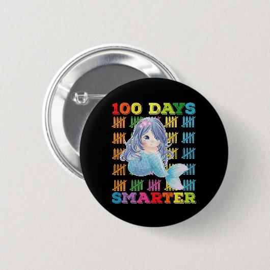 100 dagen slimmere zeemeermin 100e schooldag ronde button 5,7 cm (Voorkant /achterkant)