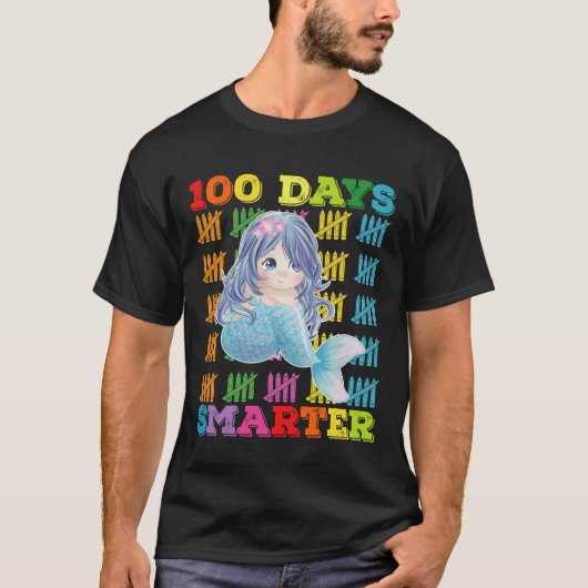100 dagen slimmere zeemeermin 100e schooldag t-shirt (Voorkant)