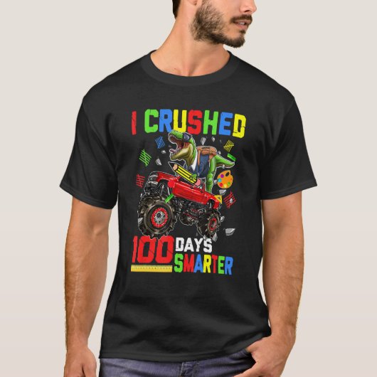 100 dagen smarter Dinosaur Monster Truck T-shirt (Voorkant)
