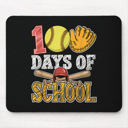 100 dagen softbal op school Grappig 100e dag Sport Muismat (Voorkant)