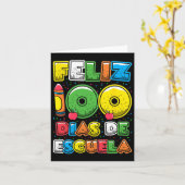100 dagen Spaans Feliz 100 Dias de Escue Kaart (Gele Bloem)