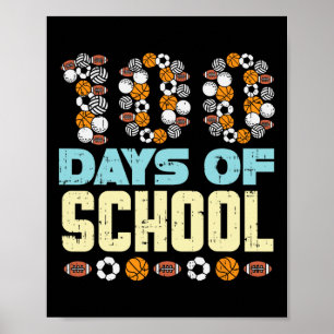100 dagen sport Football van Baketball Poster
