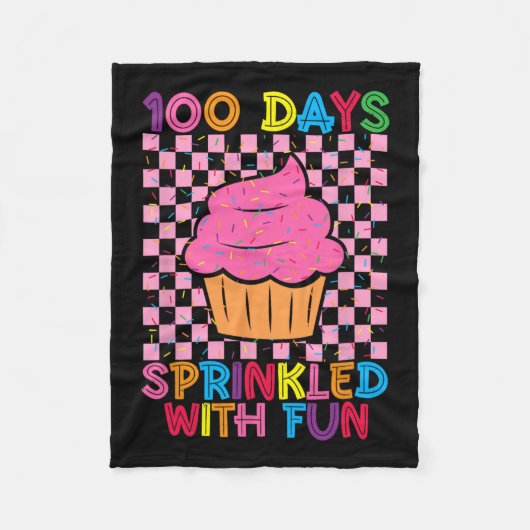 100 Dagen Sprinkled Fun Cupcake Kinder School Fleece Deken (Voorkant)