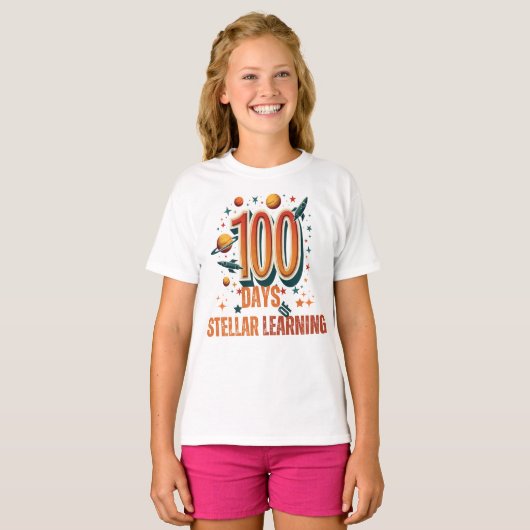 100 dagen Stellar Learning | Ruimte T-shirt (Voorkant volledig)