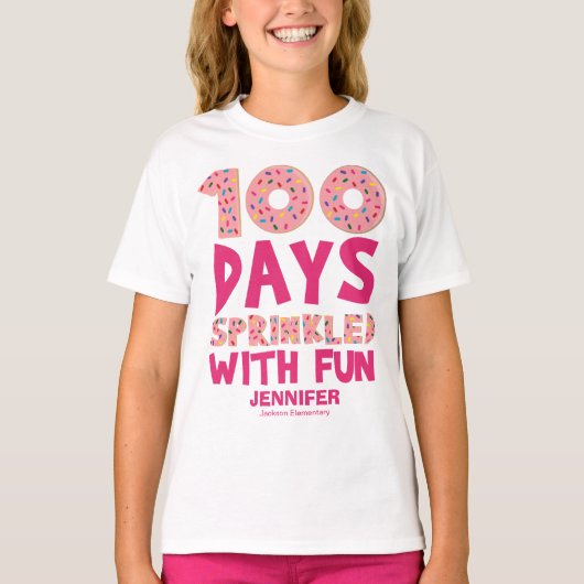 100 Dagen Strooien Met Plezier 100 Dagen van Schoo T-shirt (Voorkant)