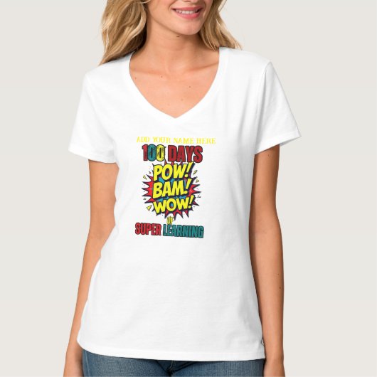 100 dagen Super Learning: Comic Book Style T-shirt (Voorkant)