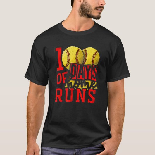 100 dagen thuisgebruik Softball 100 dagen school T-shirt (Voorkant)