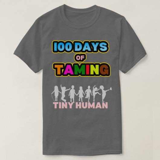 100 dagen Tiny Humans 100e schooldag T-shirt (Design voorkant)