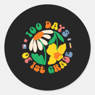 100 dagen van 1e klas elementaire leraar student f ronde sticker