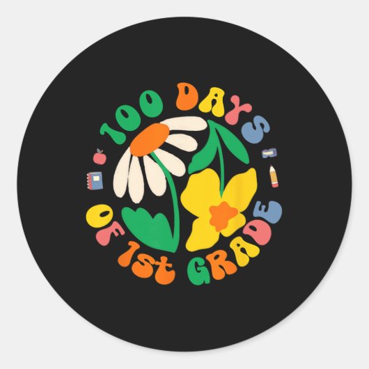 100 dagen van 1e klas elementaire leraar student f ronde sticker (Voorkant)