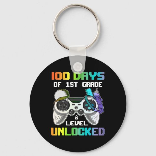 100 dagen van 1e klas niveau ontgrendelde gamer vi sleutelhanger (Voorkant)