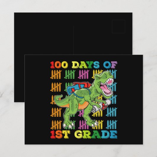 100 dagen van 1e klas T Rex Dinosaur School Briefkaart (Voorkant / Achterkant)