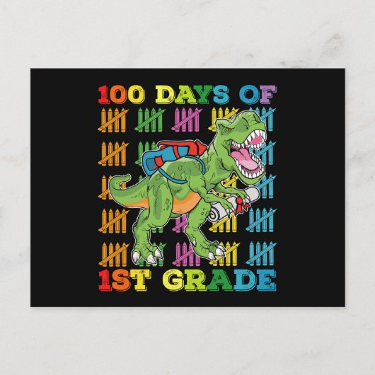 100 dagen van 1e klas T Rex Dinosaur School Briefkaart (Voorkant)