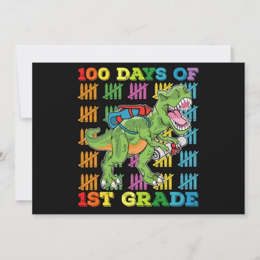 100 dagen van 1e klas T Rex Dinosaur School Kaart (Voorkant)