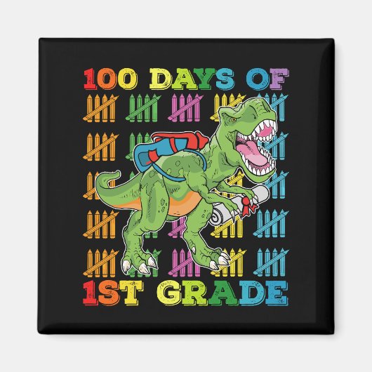 100 dagen van 1e klas T Rex Dinosaur School Magneet (Voorkant)